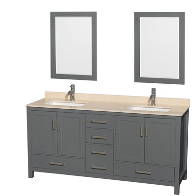 Sheffield 71"" Double Bathroom Vanity Base Only -  Wyndham Collection, WCS141472DKGCXSXXMXX