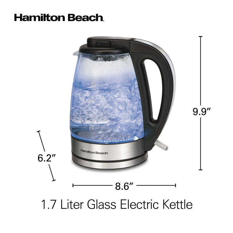 Hamilton Beach 1.7L Glass Electric Kettle with LED Indicator