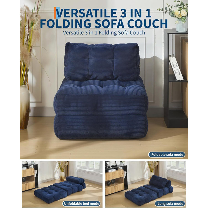 Canapé-lit pliant, fauteuil-lit et coussin, Marine