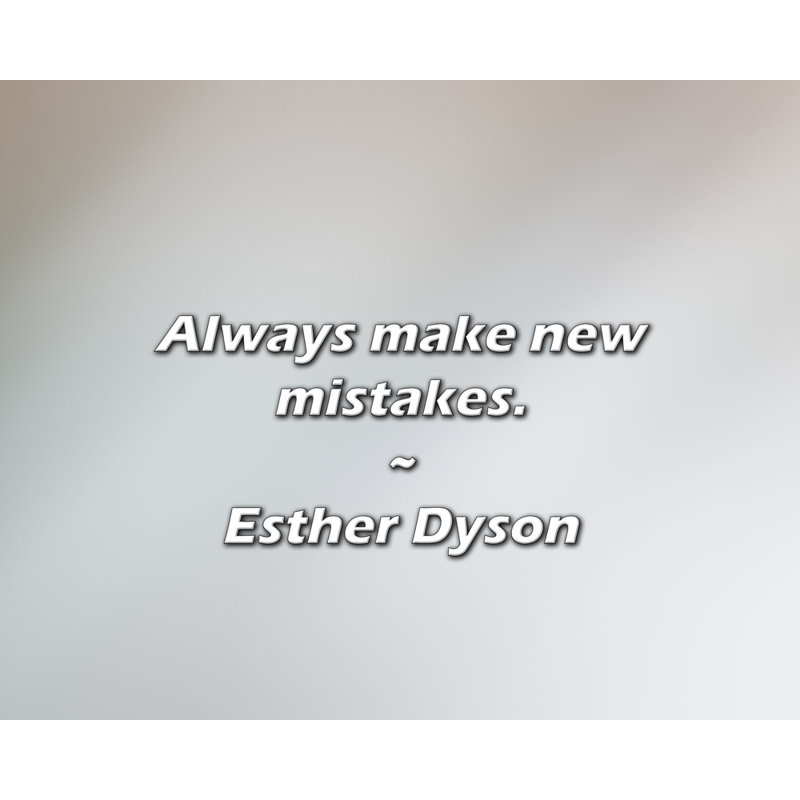 Citation d'Esther Dyson: faites toujours de nouvelles fautes., H 15 po x l 18 po
