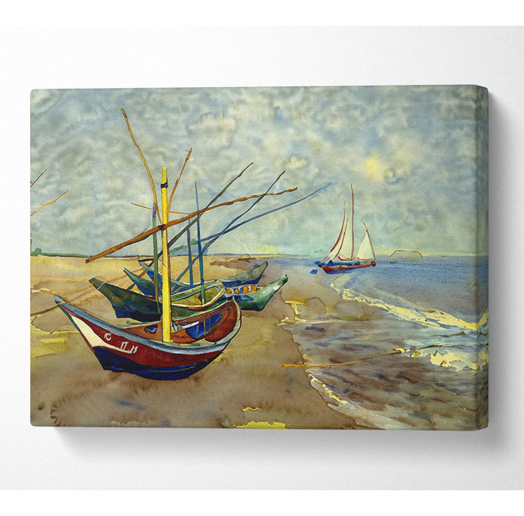 Van Gogh Fischerboote bei Sainte Marie Leinwand Aquarell