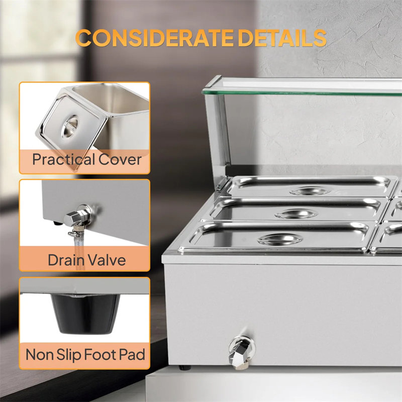 Comptoir chauffant pour table électrique 96QT 1500W 110V 12-Pan