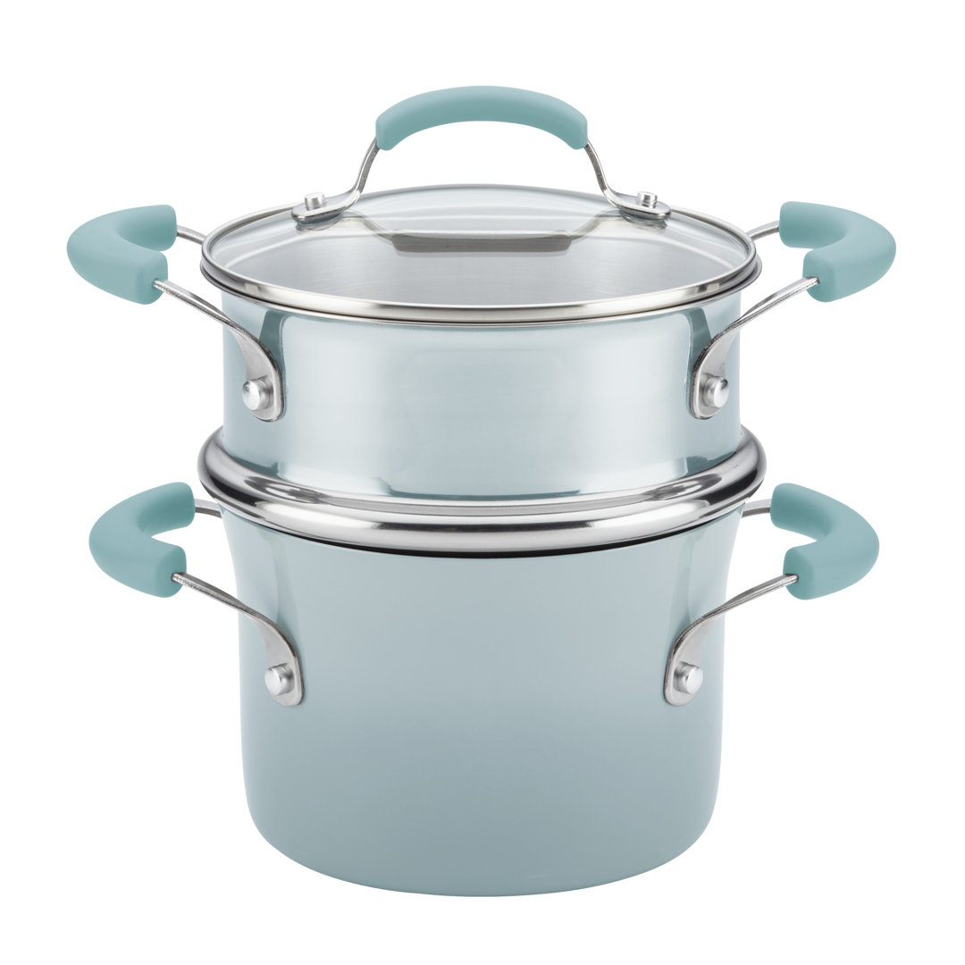 Rachael Ray Classic Brights Hard Enamel Nonstick 3-Quart Covered Steamer Set Rachael Ray