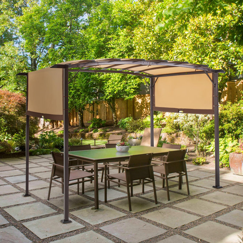 12 pi. L 8 pi. Pergola en métal avec auvent