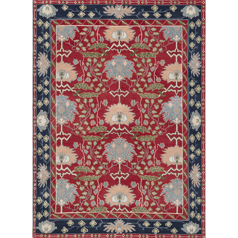 Sultana Wool Oriental Area Rug in Red/Navy/Green/Beige, Rectangle 8' x 10'