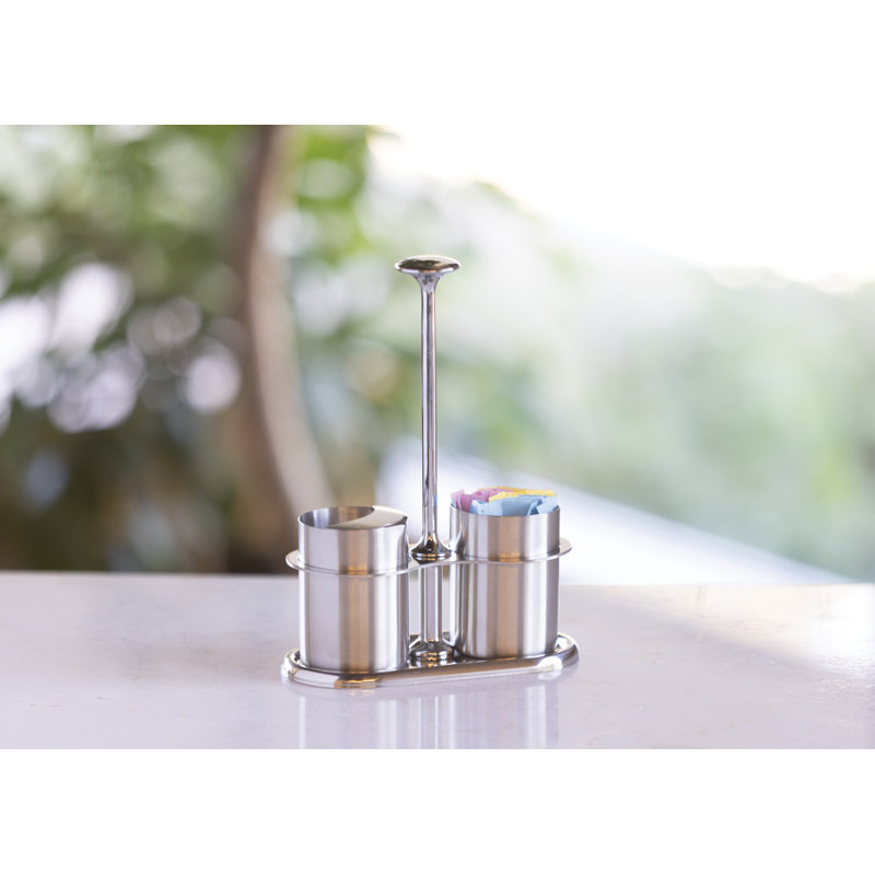 Sugar and Creamer Combo, Stainless Steel, 4 oz Capacity