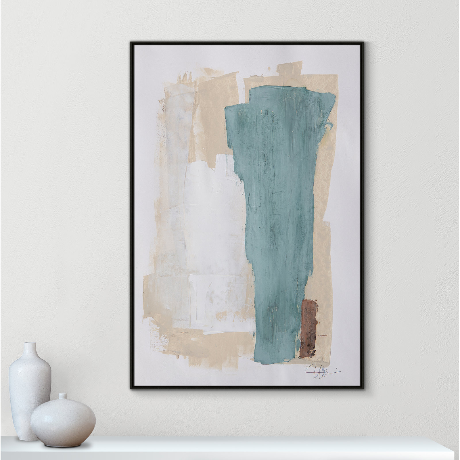 Hubbard "Together We Work-II" Print, Espresso Framed, 61.5" H x 41.5" W x 2" D
