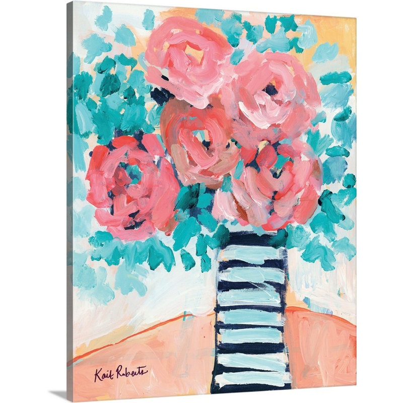 «Fancy and Floral» par Kait Roberts, reproduction d'art sur toile, H 14 po x l 11 po x P 1,25 po, Toile tendue