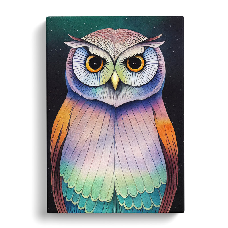 Watercolour Owl No.5 Abstract - Wrapped Canvas, 76cm H x 50cm W x 3cm D