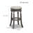 30" Bar Stool, Weathered Gray Finish, Charcoal Fabric Seat