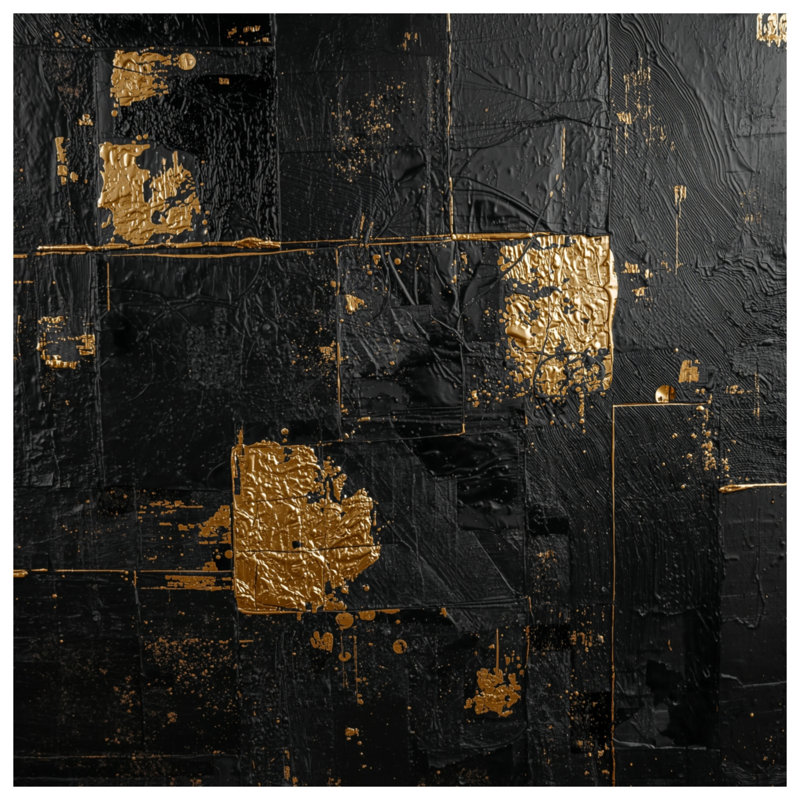 Rideaux de fenêtre abstraits texturés noirs et dorés, voilages et voilages occultants - 1 panneau, 50 po x 92 po - 1 panneau