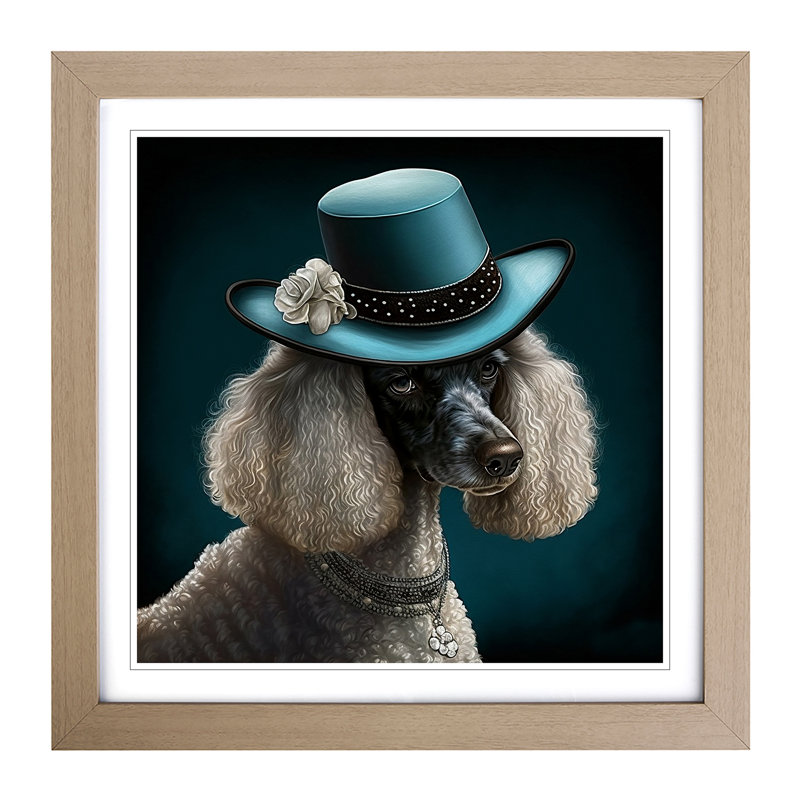 Poodle Dog Deco - Single Picture Frame Print on Wood, Oak