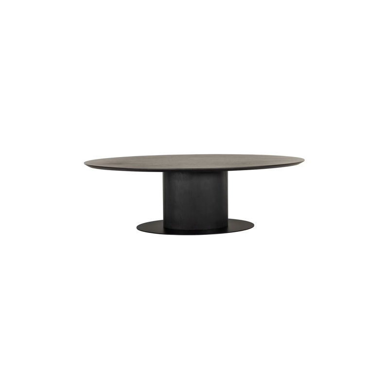 Dining Table Oak Oval Dining Table, 30"H x 118"L x 45"W, Dark Coffee