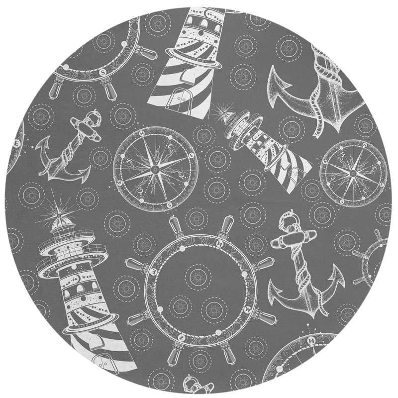 Laflin Washable Geometric Indoor / Outdoor Rug, Round 8'