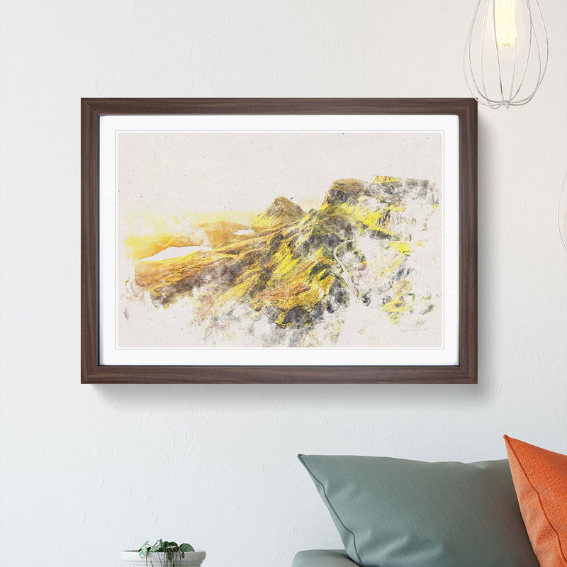 Road Through the Isle of Skye in Scotland - Picture Frame Painting Print, 62cm H x 87cm W x 2cm D, Walnut Framed