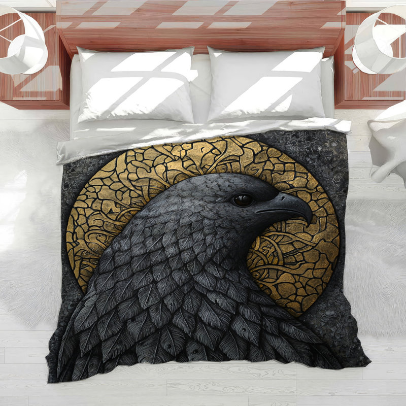 Bird Silhouette Bedding Animal Comforter Art Deco, Queen Comforter