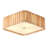 3-Light Wood Square Flush Mount Ceiling Light with PS Diffuser