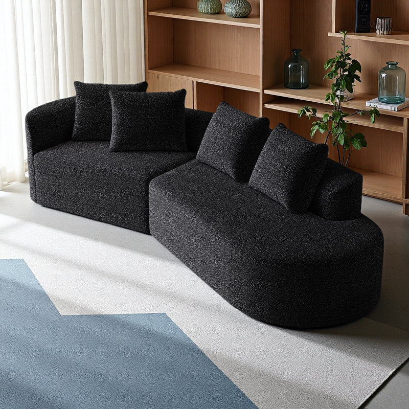 Canapé modulaire surdimensionné rembourré Modern, Orienté à gauche (vu de face), Noir