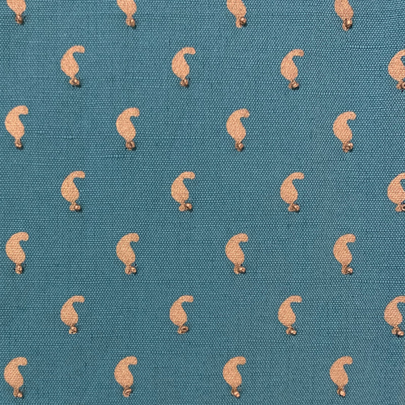 Coussin damassé perlé, 26 po x 26 po, bleu