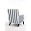 Chaise d'appoint de salon avec revêtement en lin rayé bleu et blanc, garniture cloutée de fauteuil rétro, confortable pour la pièce, confortable et durable