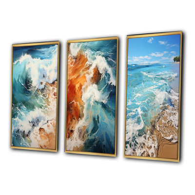 «Beach Photo Coastal Reverie», 3 pièces sur toile