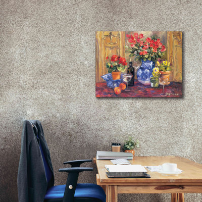 'Red Flowers' by Allayn Stevens, Canvas Wall Art