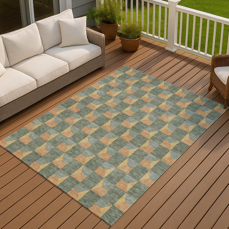 Machine Washable Indoor/Outdoor Chantille ACN2680 Geometric Rug, Basil, 9' x 12'