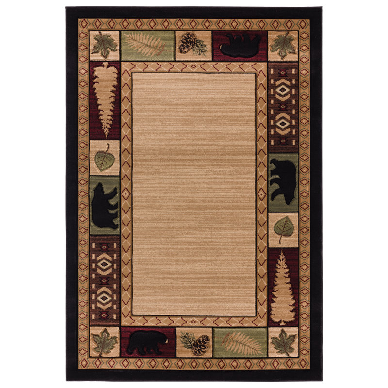 Tapis beige à bordure Ethier, Rectangle 2 pi 7 po x 4 pi 2 po