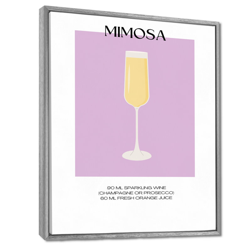 Champagne Mimosa, impression d'art mural, Cadre flottant argent, H 32 po x l 24 po