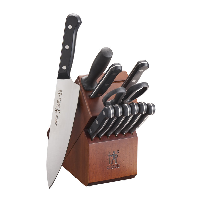 HENCKELS Solution 12-Piece Knife Set with Block, Chef Knife, Paring Knife, Steak Knife, Grey, Stainless Steel