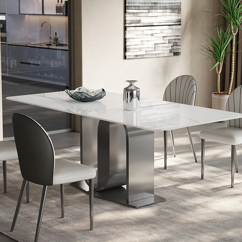 Light luxury fashion rectangular dining table set, 29.5"H x 59"L x 31.5"W
