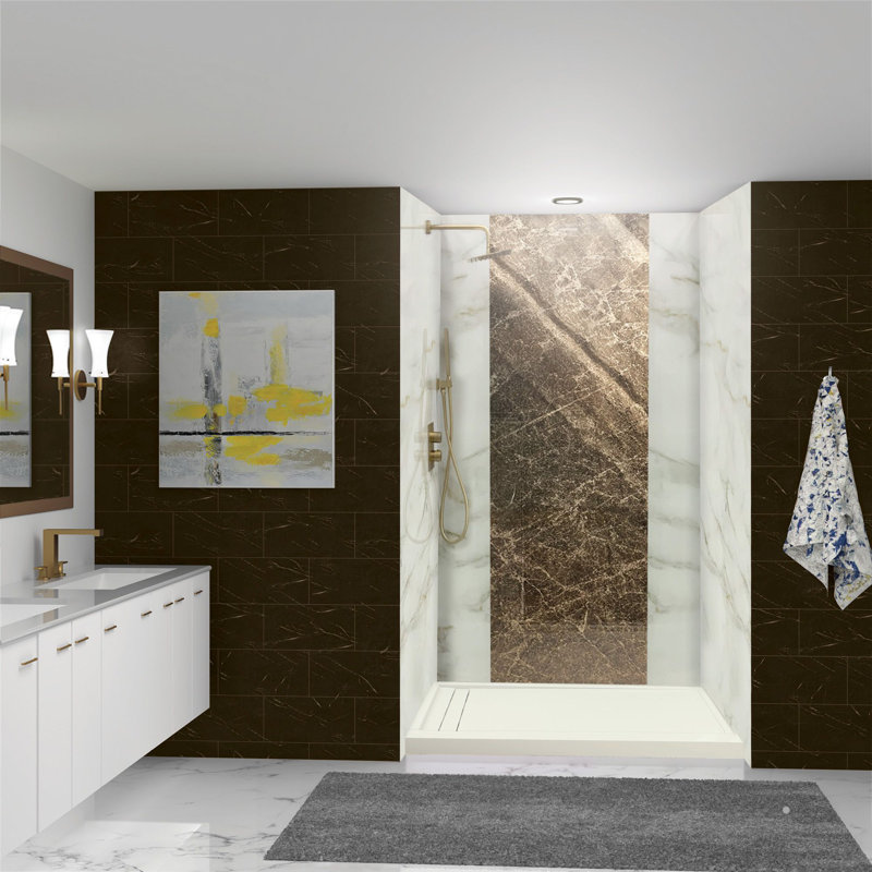 Summit Gold and Sahara Marble 60" x 36" x 96" Shower Wall Kit