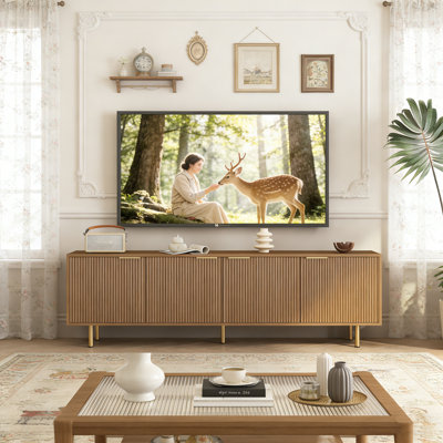 Modern Fluted TV Stand For 65",Entertainment Center With Storage Cabinet