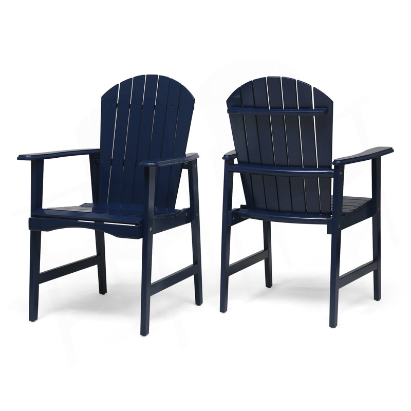 Outdoor Weather Resistant Acacia Wood Adirondack Dining Chairs (Set of 2), Blue Navy Finish