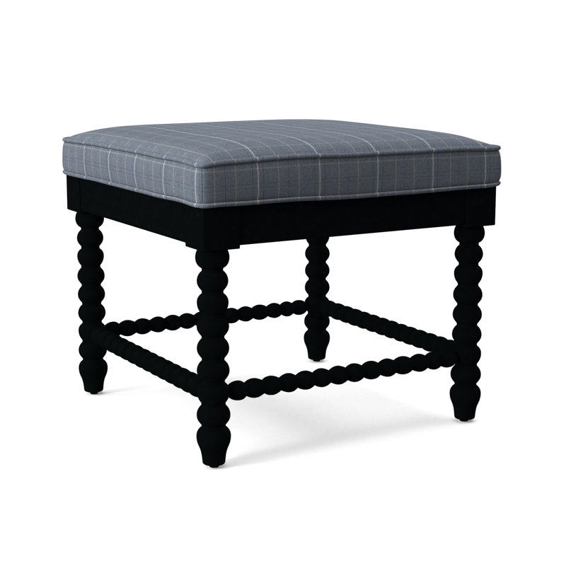 Lind Island Upholstered Bench, Sunbrella Beige Pinstripe; 6205-74, Black Finish
