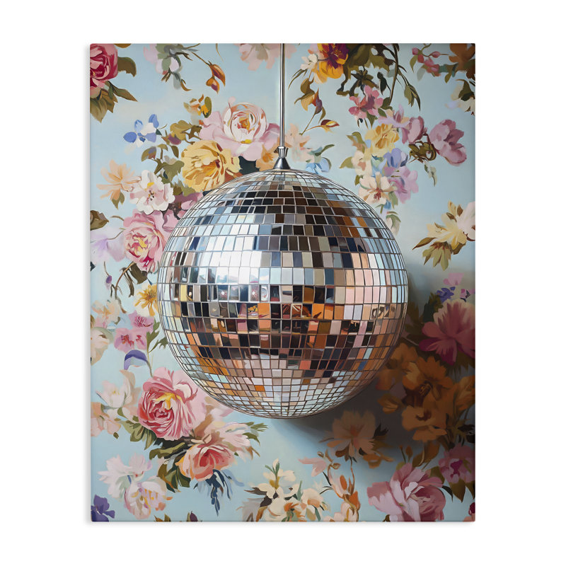 Toile florale à motif de boule disco, design par LSR Design Studio, H 20 po x l 16 po