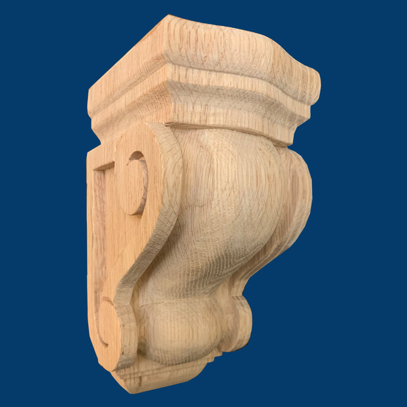 Corbeau à volutes H 6 1/2 po x l 3 1/2 po x P 3 3/4 po, Chêne rouge
