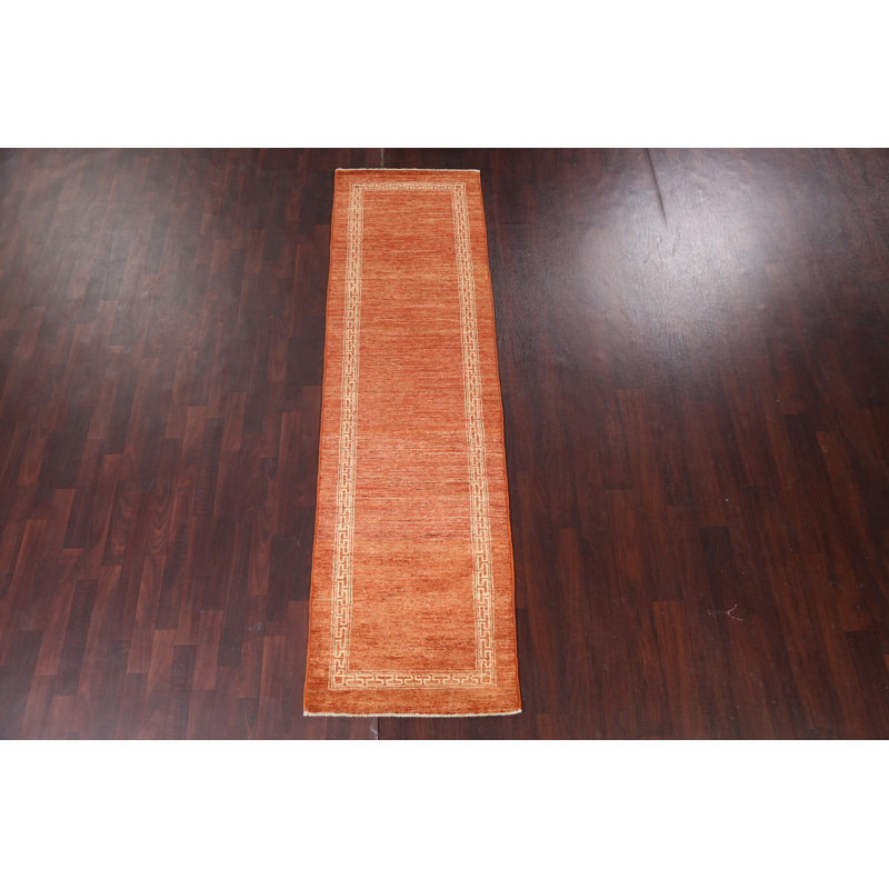 Bordered Gabbeh Kashkoli Runner Rug 3x9