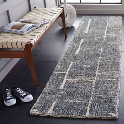 Claiborn Hand Tufted Wool/Cotton Abstract Rug in Ivory/Black