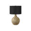 Lighting, H 25 po, lampe de table, abat-jour noir, résine brune, contemporain