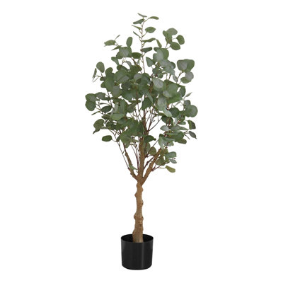 46 Inch Eucalyptus Tree Artificial Plant, 264 Silk Green Leaves W Black Pot