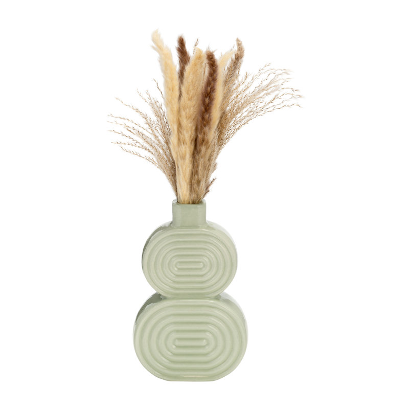 Vase de table moderne en céramique pour table, H 10 po x l 6 po x P 3 po, Cercles verts
