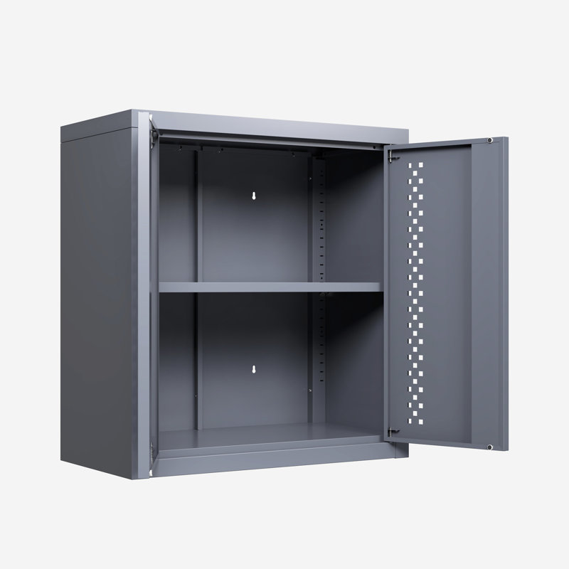 Metal Wall - Mounted Gray Garage Cabinet, 13.47" H, Storage Solution For Basements, Kitchens And Warehouses, Removable Shelves, Precise Door Hinge Movement Storage, Cabinet With Smooth Hinge, Easy