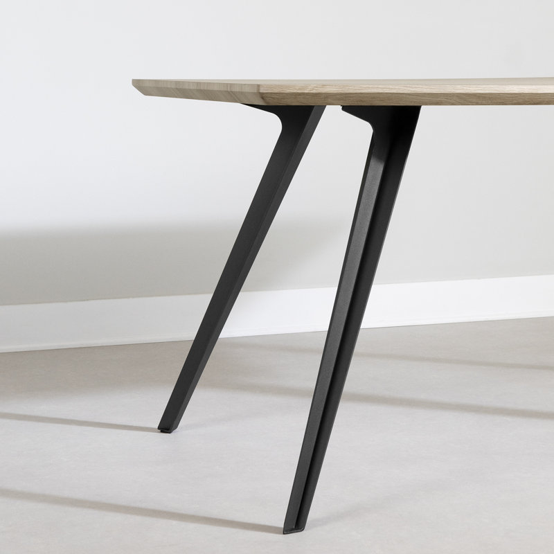 Flam Rectangular Dining Table with Metal Legs, Pale Oak