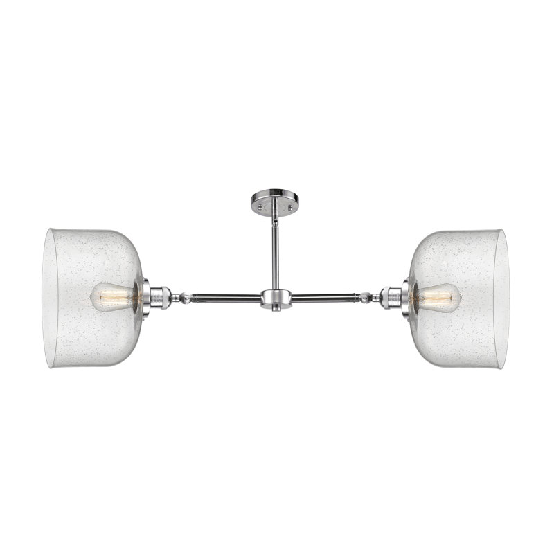 Bell 12" - 2 Light 21" Island Light, 6 Watt Vinage LED Bulb, Seedy, Polished Chrome
