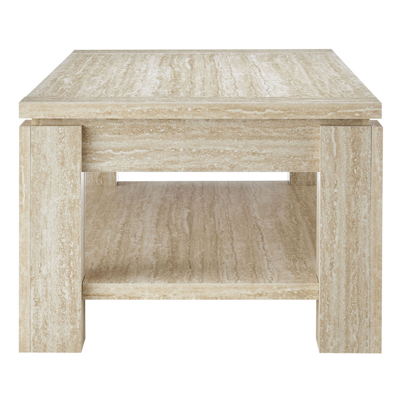 Hollis 47" Beige Faux Travertine Rectangular Coffee Table
