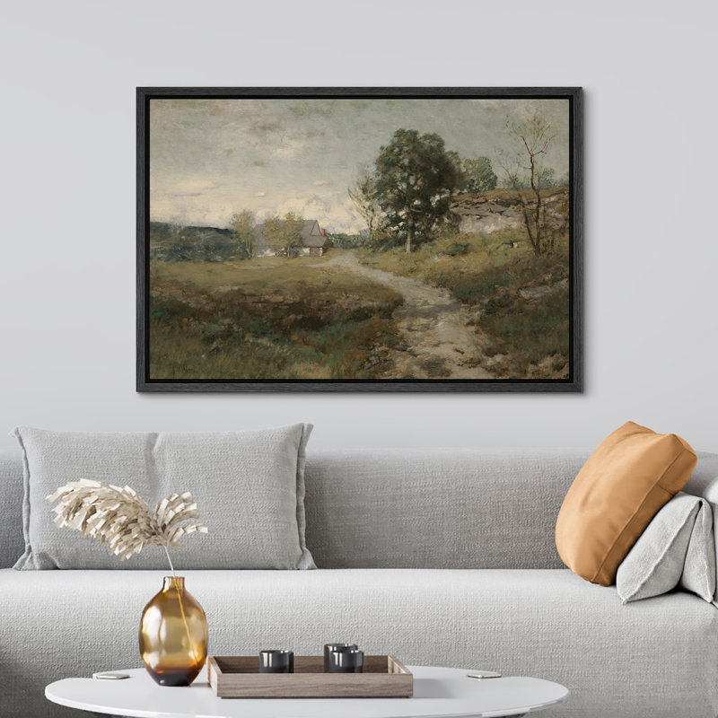 «Rustic Countryside», campagne de campagne, H 16 po x l 24 po, Cadre flottant noir