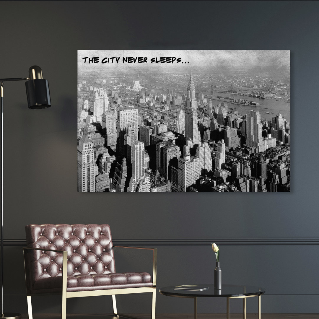 ' Never Sleeps' Graphic Art Print on Canvas