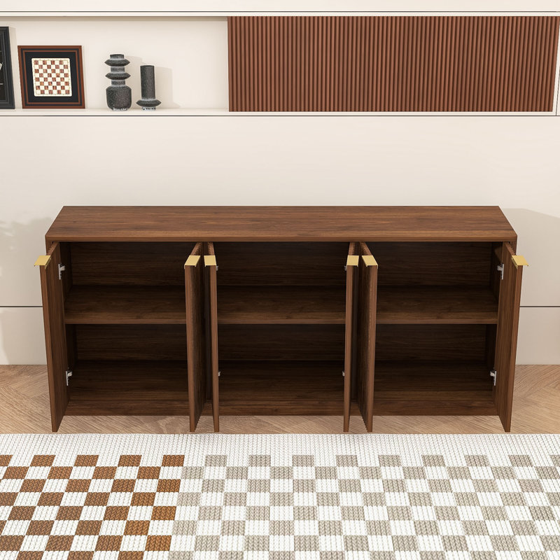Buffet à 6 portes avec rangement Modern Wave, Noyer