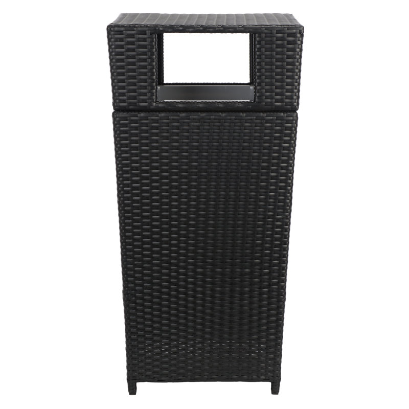 Alayzia Wicker Outdoor Trash/Recycling Bins - 25 Gallons, Black